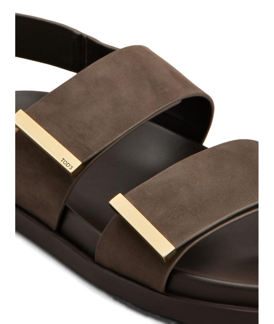 TOD'S Коричневые кожаные босоножки, фото 5