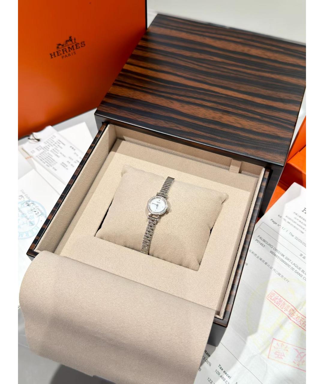 HERMES Серебряные часы из белого золота, фото 5