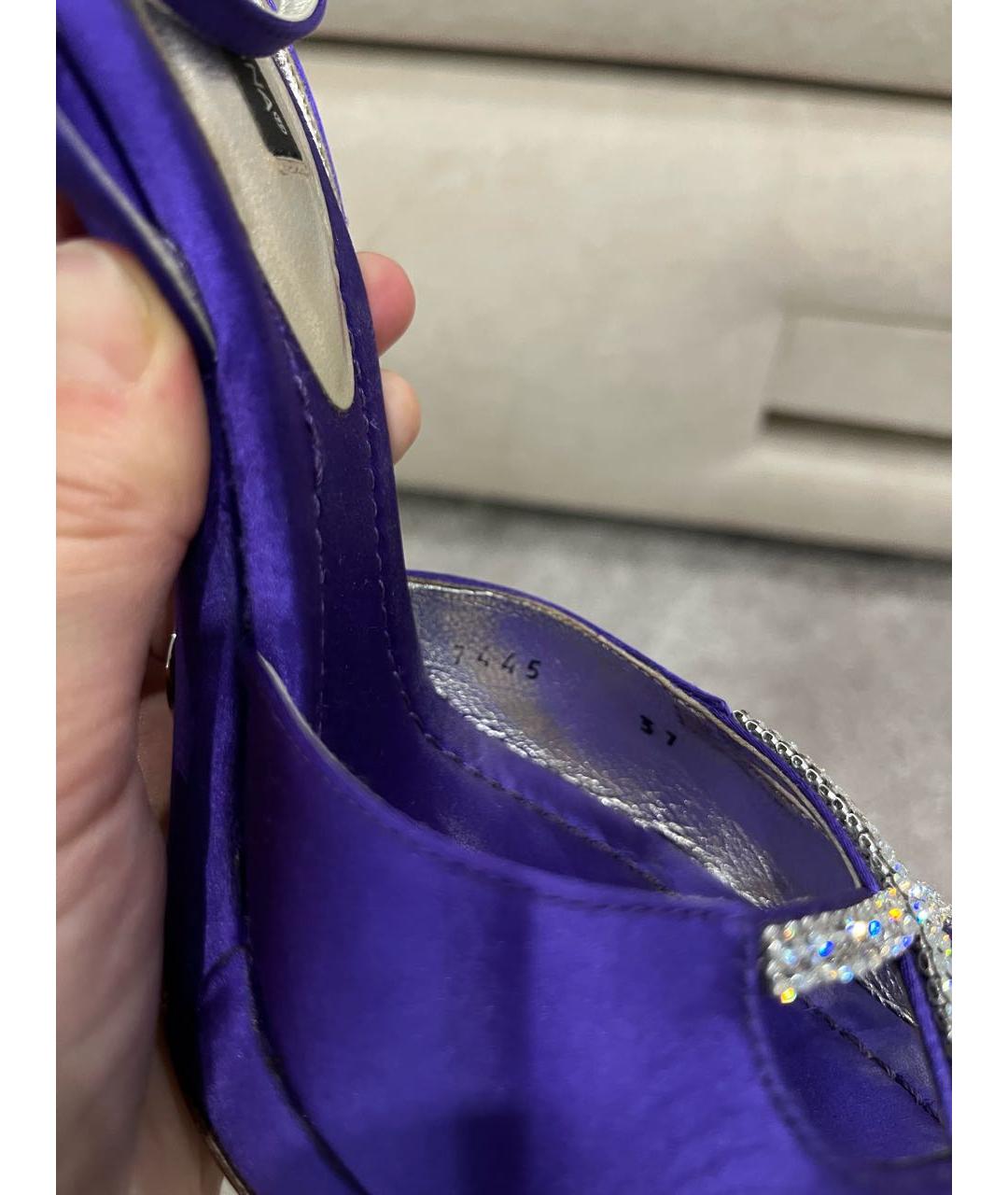 DOLCE&GABBANA Фиолетовые текстильные босоножки, фото 7
