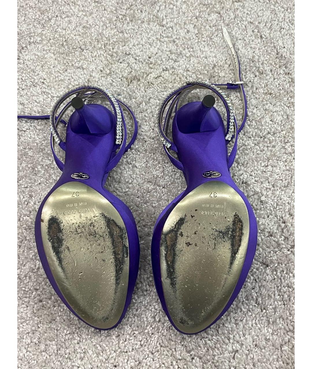 DOLCE&GABBANA Фиолетовые текстильные босоножки, фото 5