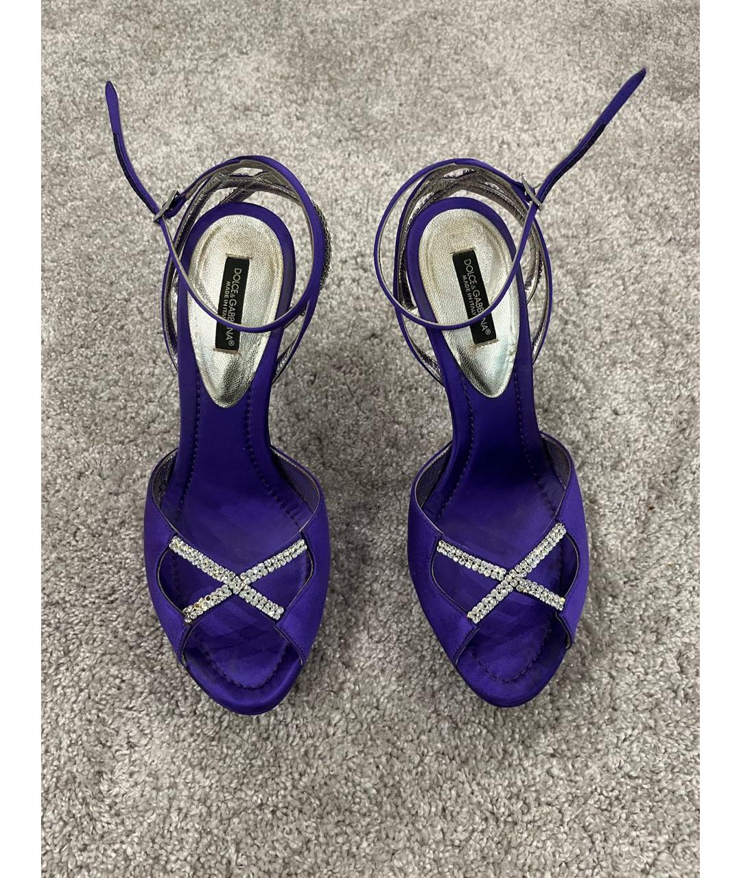 DOLCE&GABBANA Фиолетовые текстильные босоножки, фото 2