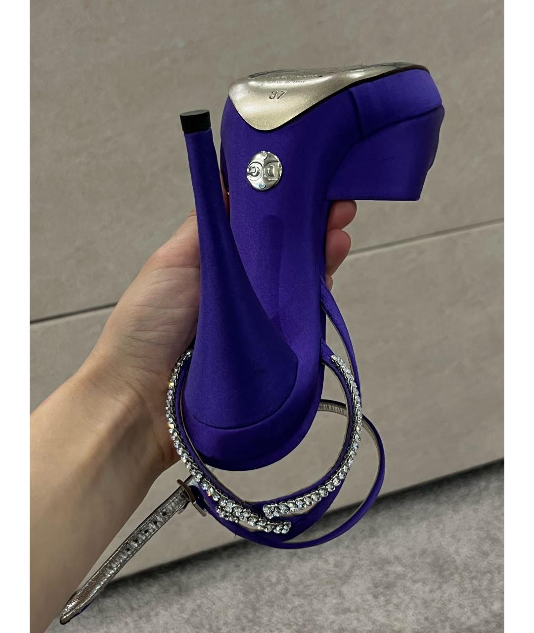 DOLCE&GABBANA Фиолетовые текстильные босоножки, фото 6