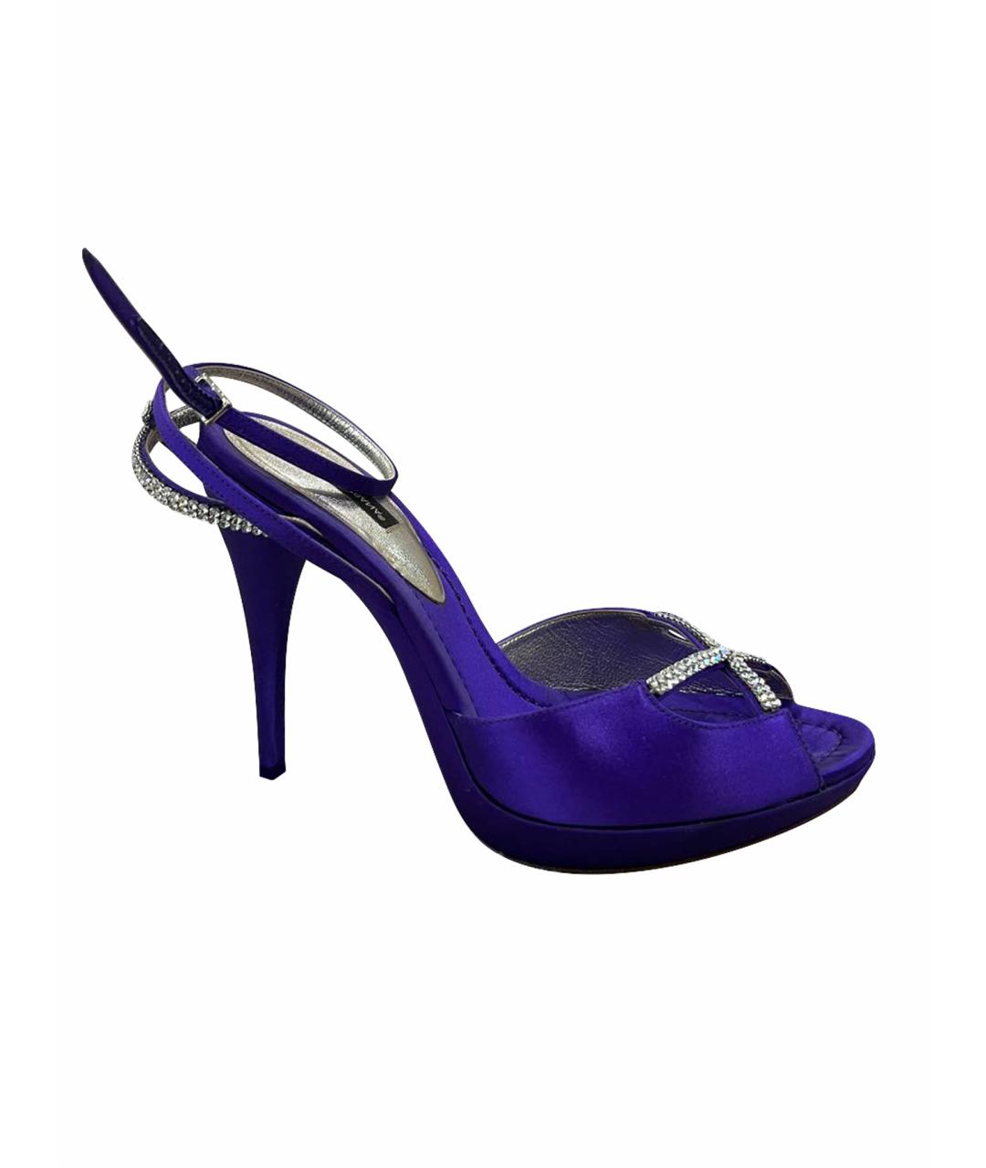 DOLCE&GABBANA Фиолетовые текстильные босоножки, фото 1