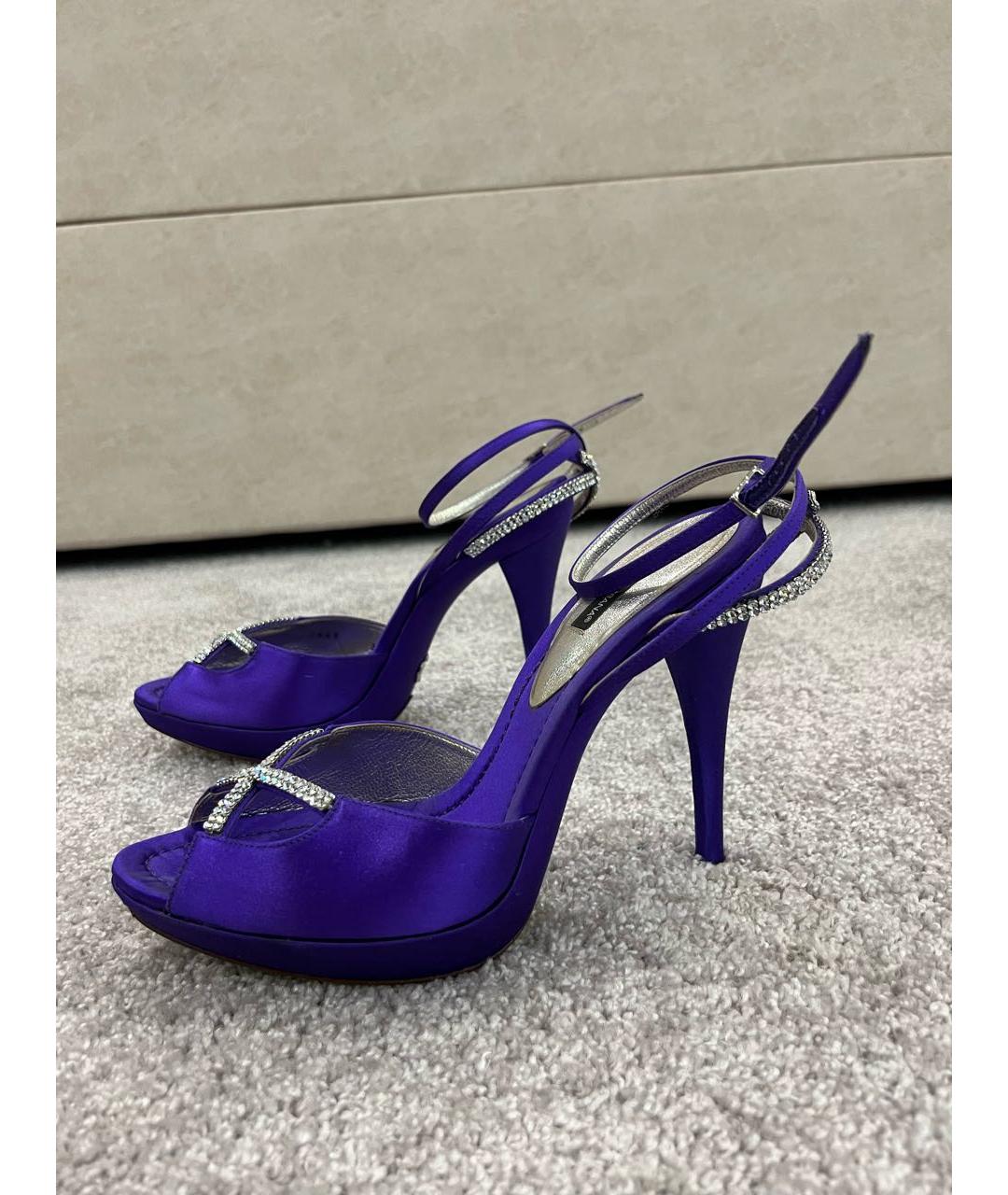 DOLCE&GABBANA Фиолетовые текстильные босоножки, фото 9