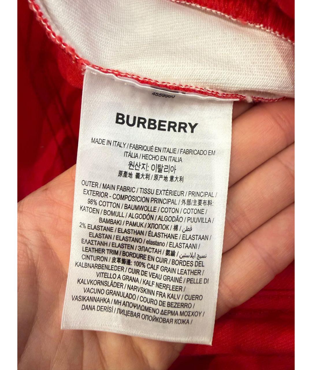 BURBERRY Красные хлопко-эластановые джинсы слим, фото 5