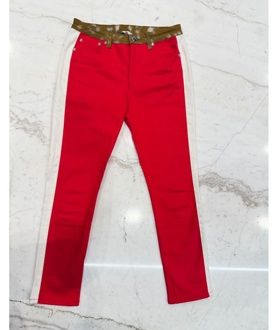 BURBERRY Красные хлопко-эластановые джинсы слим, фото 8