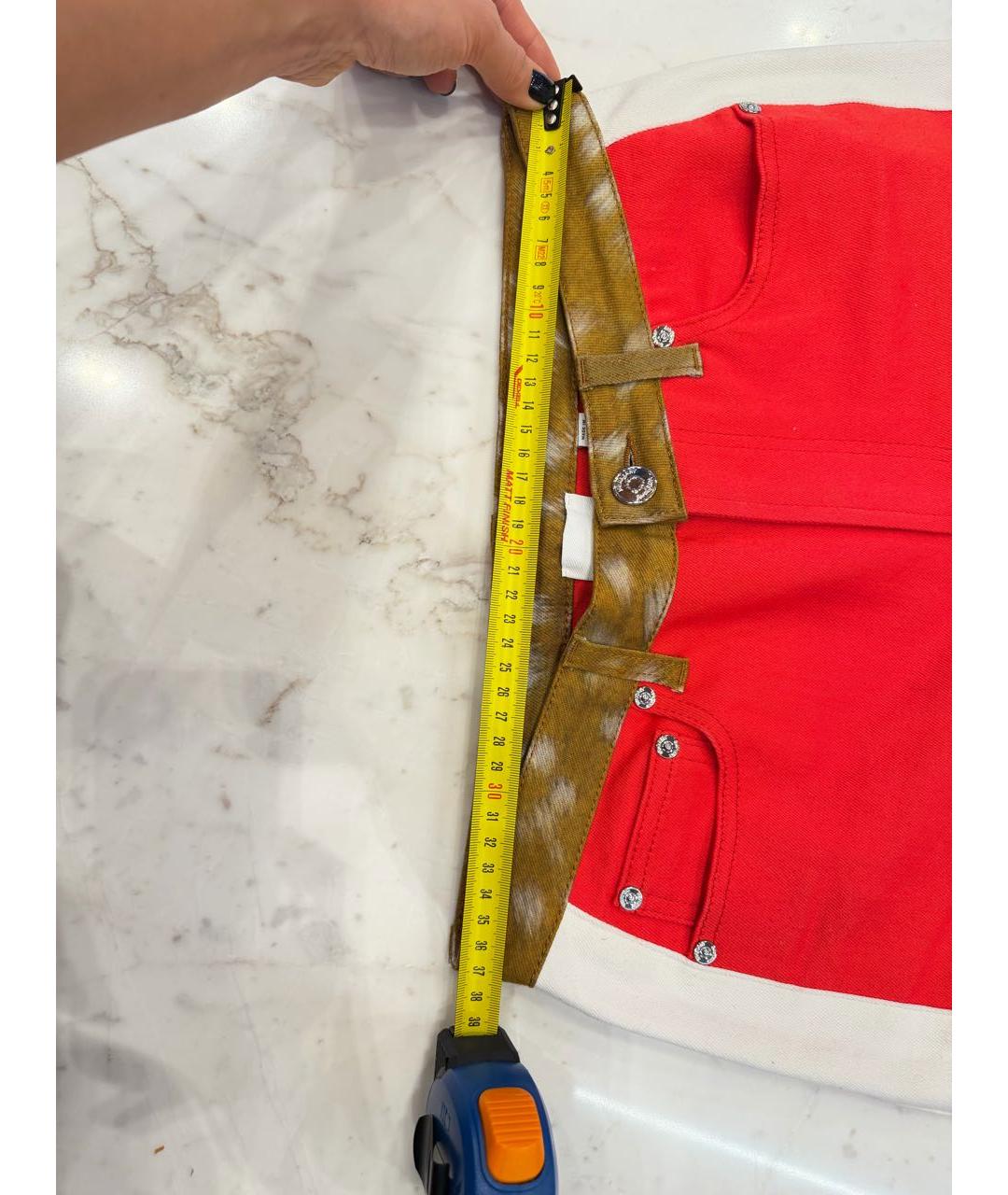 BURBERRY Красные хлопко-эластановые джинсы слим, фото 7