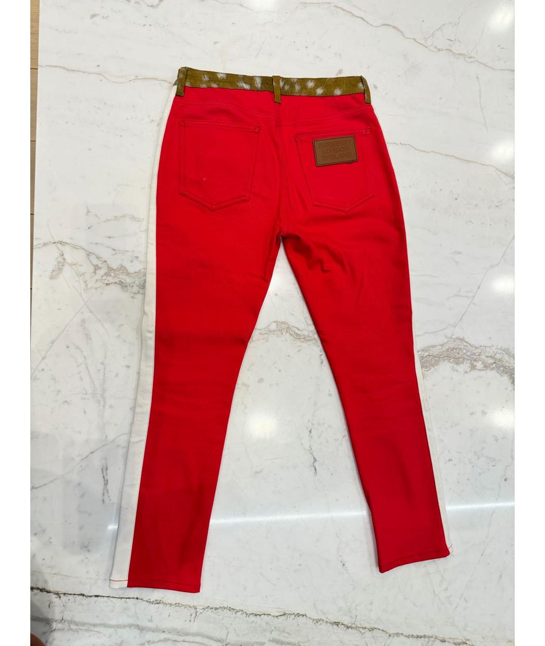 BURBERRY Красные хлопко-эластановые джинсы слим, фото 2