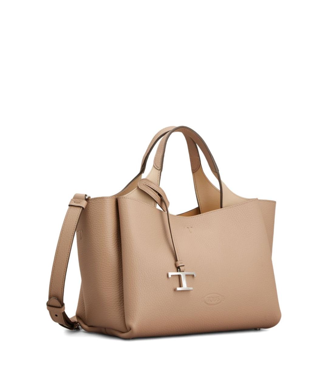 TOD'S Бежевая кожаная сумка тоут, фото 4