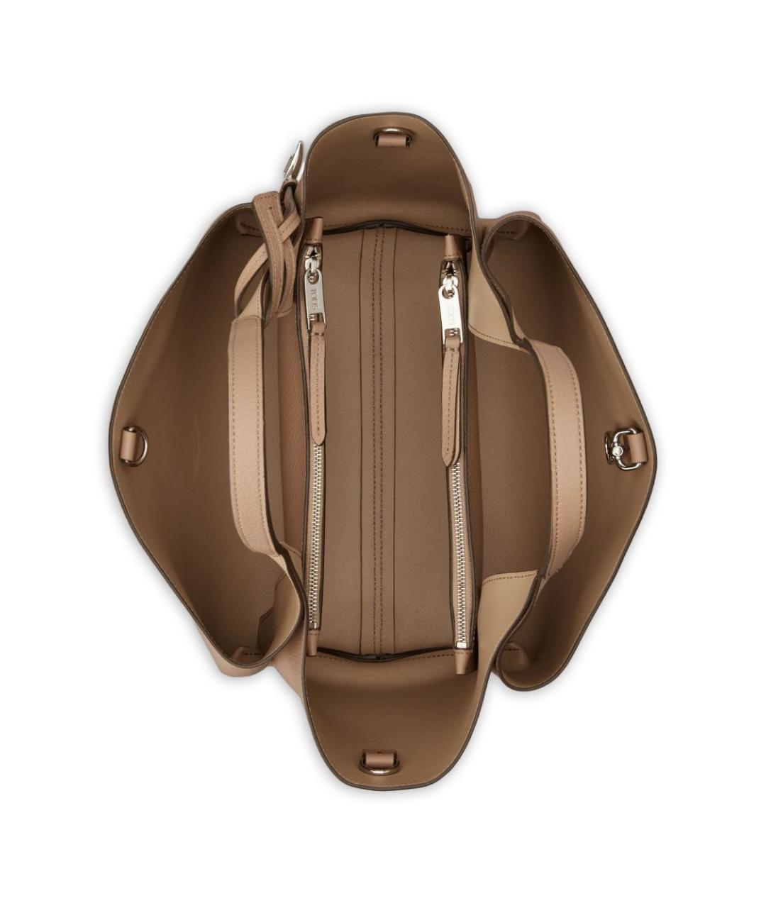 TOD'S Бежевая кожаная сумка тоут, фото 5