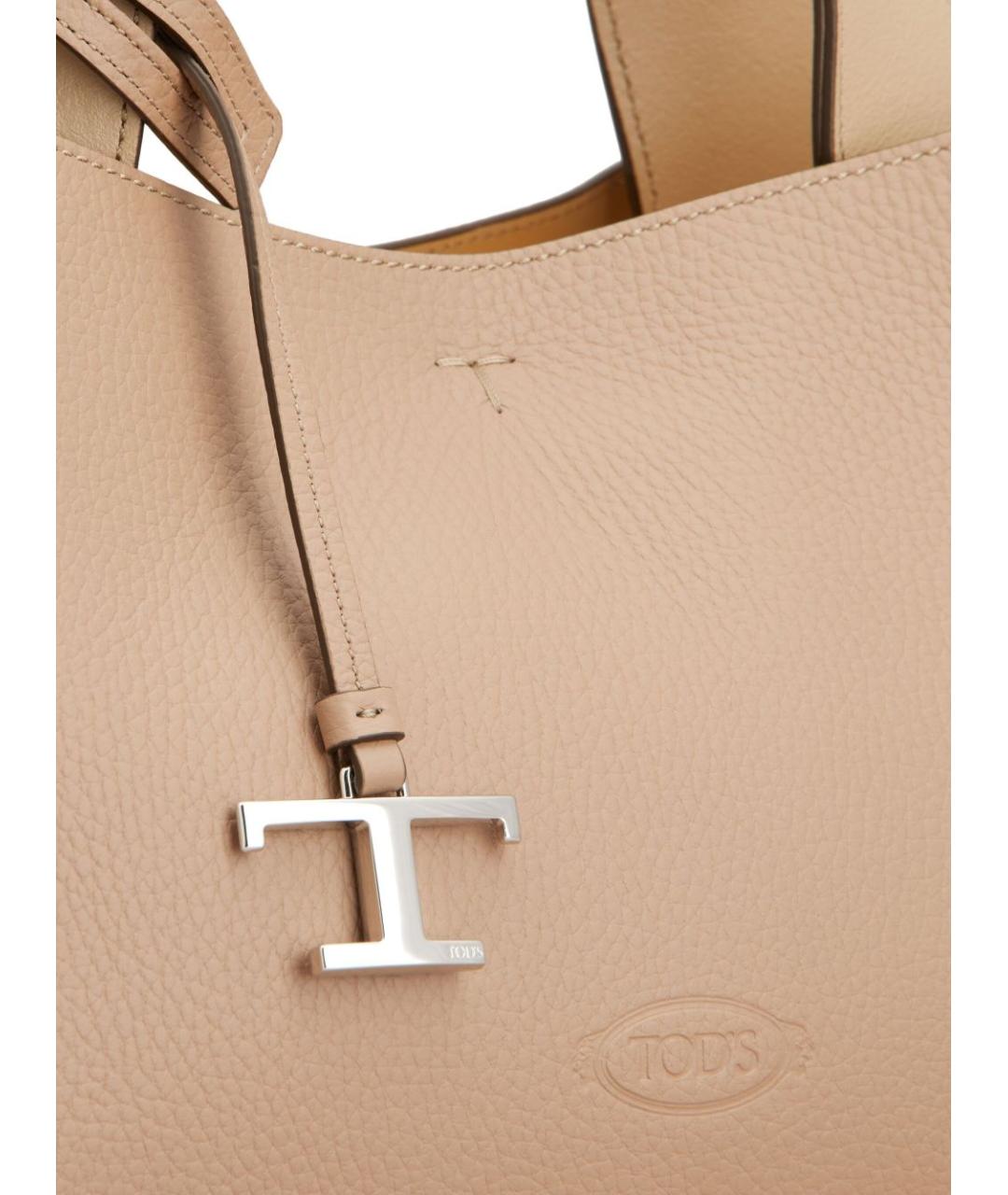 TOD'S Бежевая кожаная сумка тоут, фото 3
