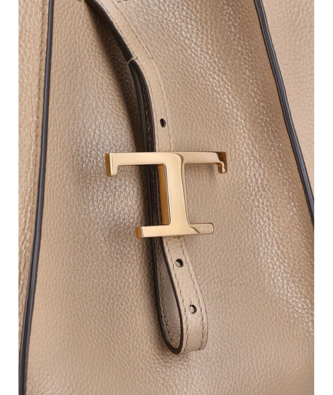 TOD'S Бежевая кожаная сумка тоут, фото 4