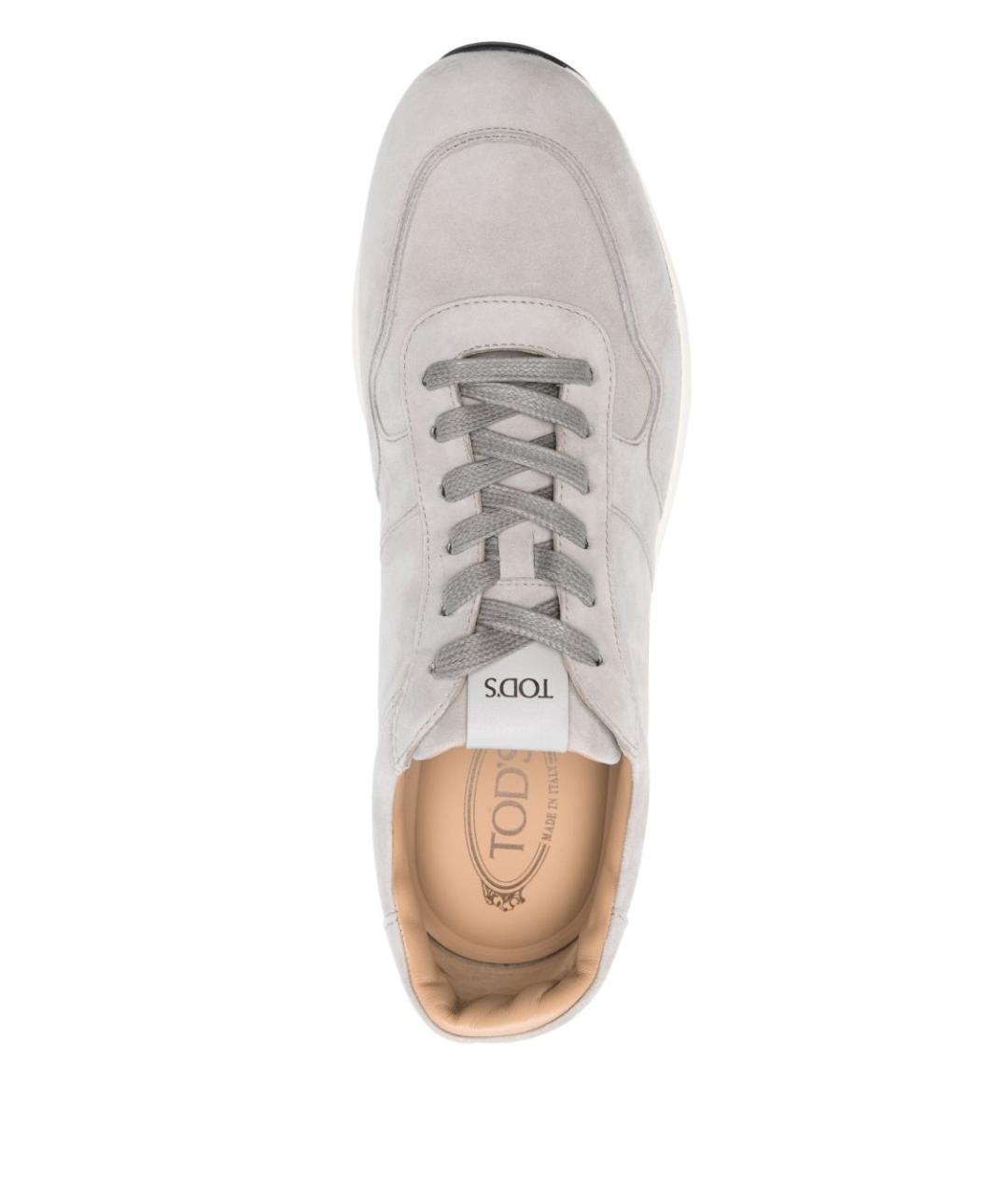 TOD'S Серые кожаные низкие кроссовки / кеды, фото 3