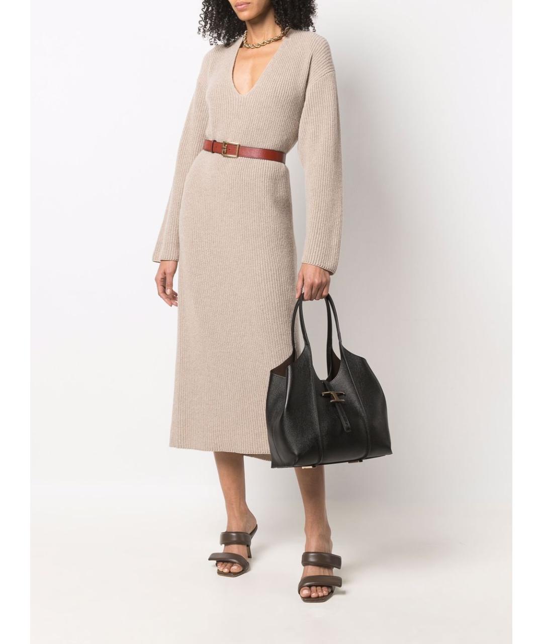 TOD'S Черная кожаная сумка тоут, фото 3