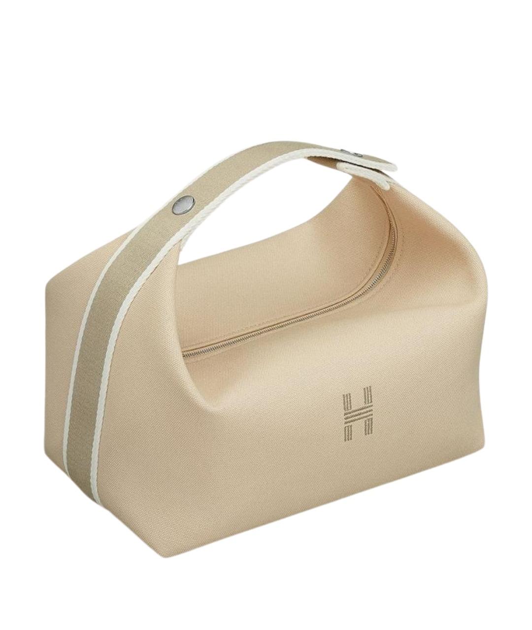 HERMES Бежевая тканевая косметичка, фото 1