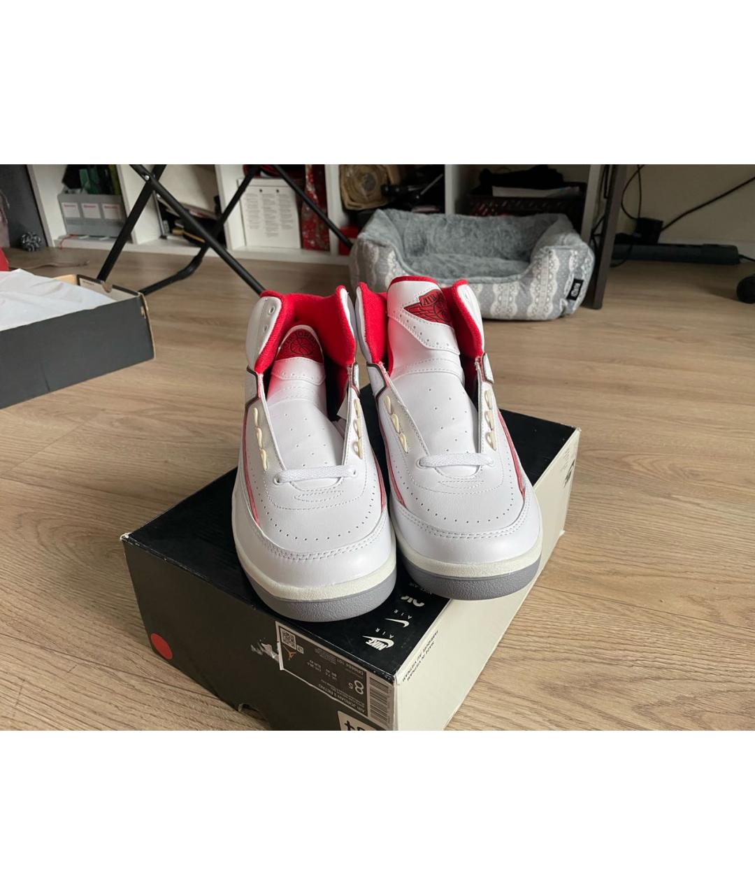 JORDAN Белые кожаные высокие кроссовки / кеды, фото 2