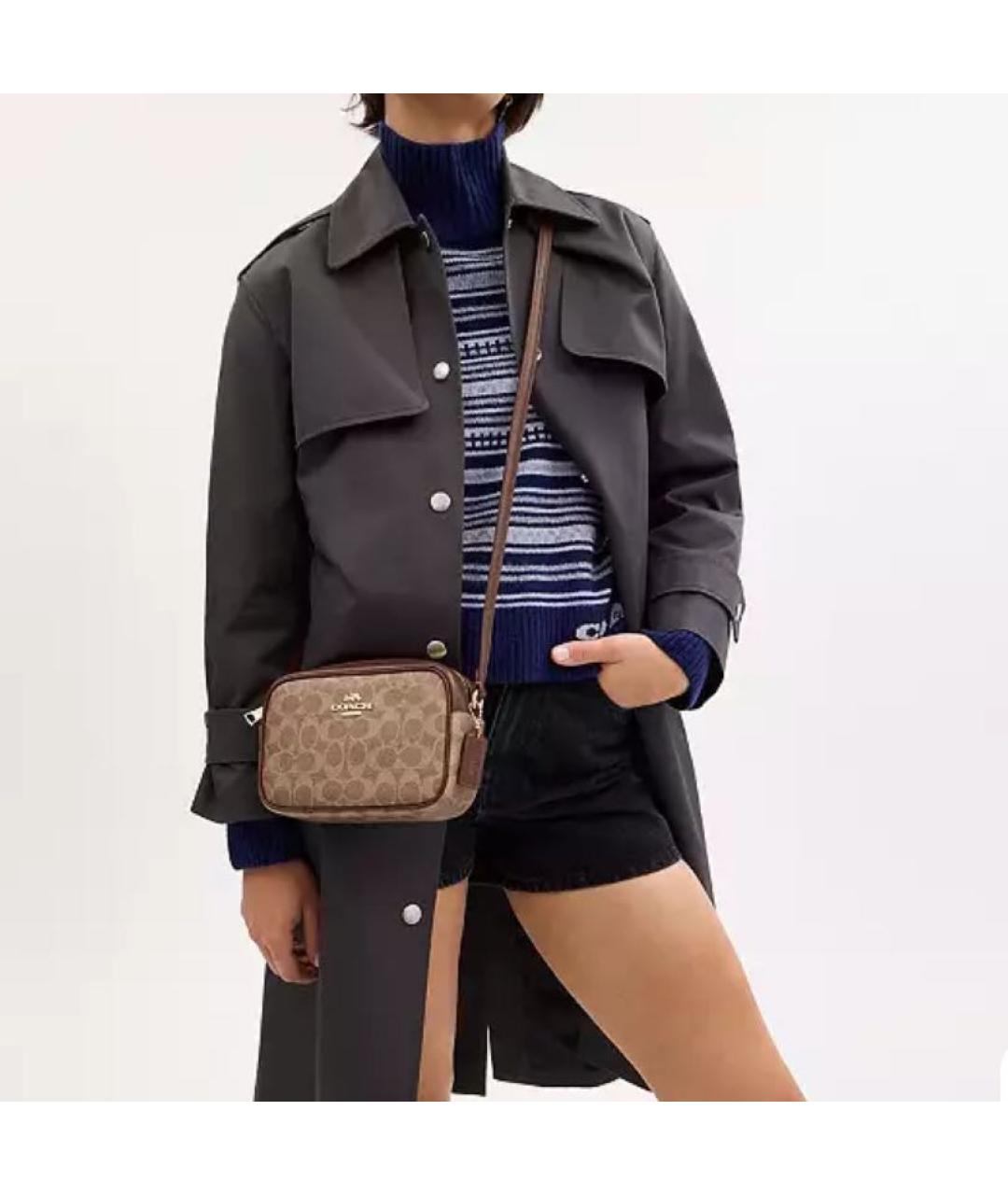 COACH Коричневая кожаная сумка через плечо, фото 4