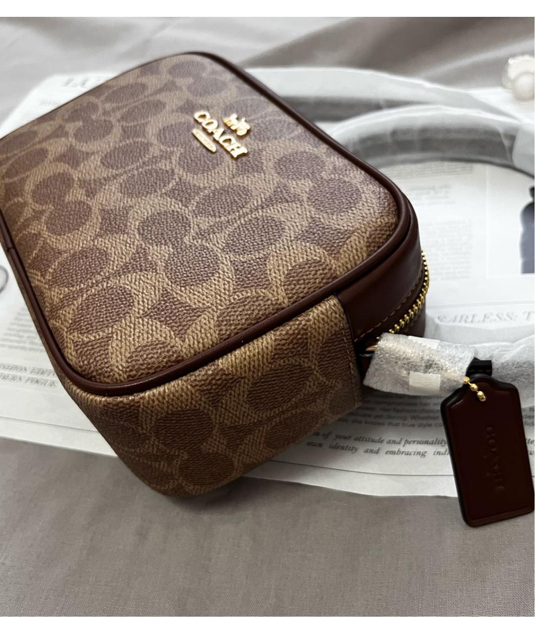 COACH Коричневая кожаная сумка через плечо, фото 5