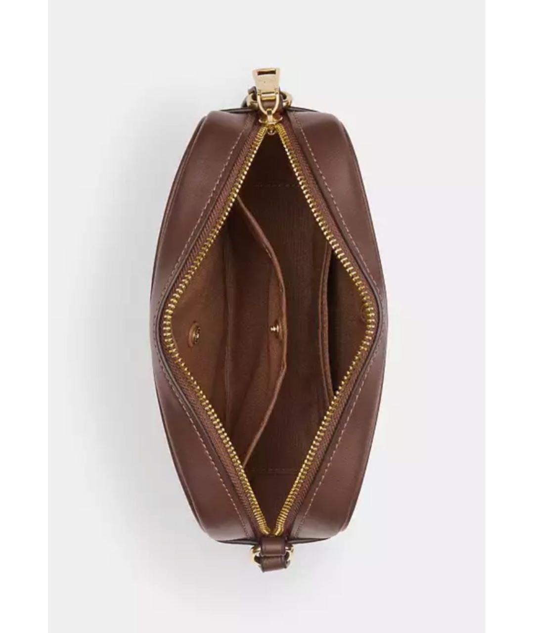 COACH Коричневая кожаная сумка через плечо, фото 3