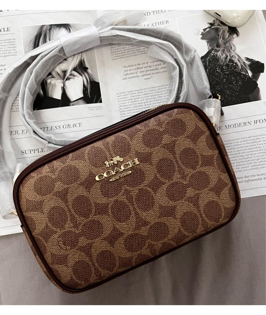 COACH Коричневая кожаная сумка через плечо, фото 7