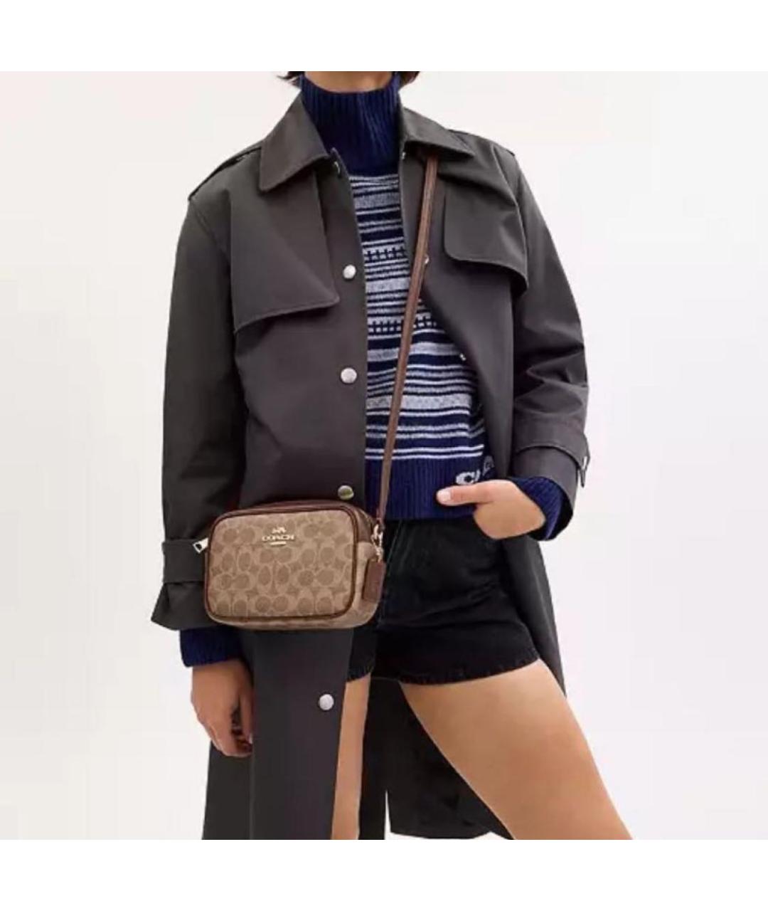 COACH Коричневая кожаная сумка через плечо, фото 8