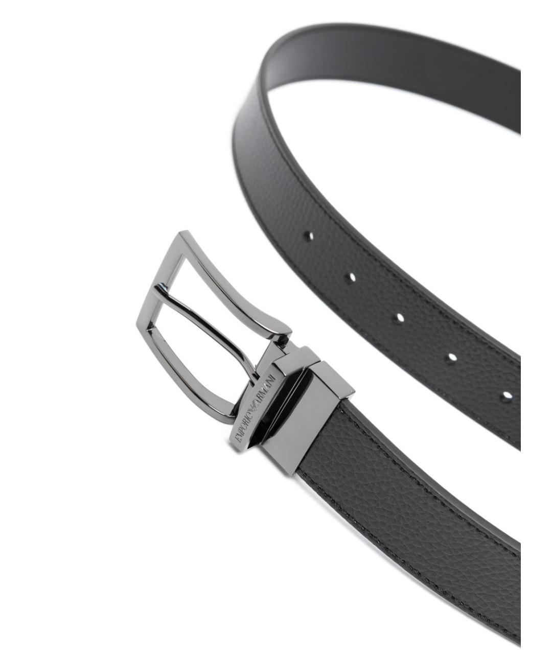 EMPORIO ARMANI Черный кожаный ремень, фото 2