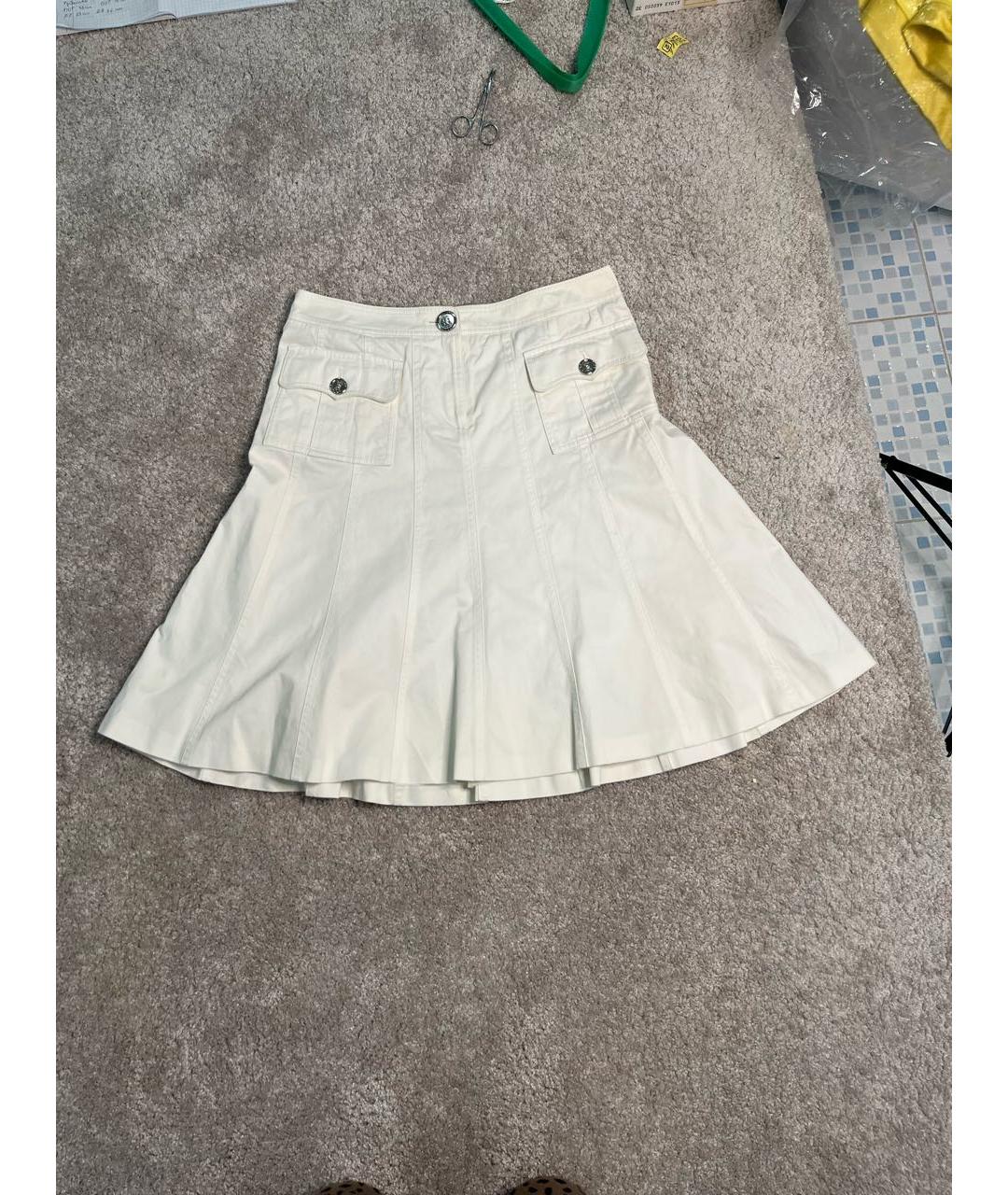 BURBERRY Белая хлопковая юбка миди, фото 8