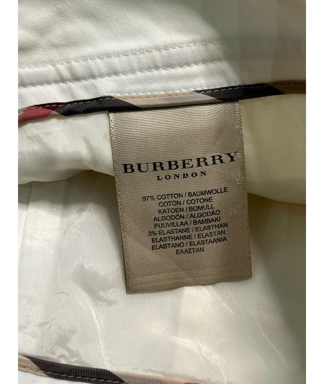 BURBERRY Белая хлопковая юбка миди, фото 4