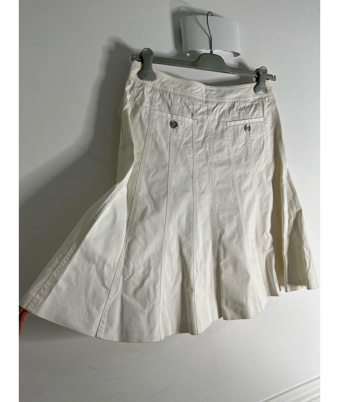 BURBERRY Белая хлопковая юбка миди, фото 2