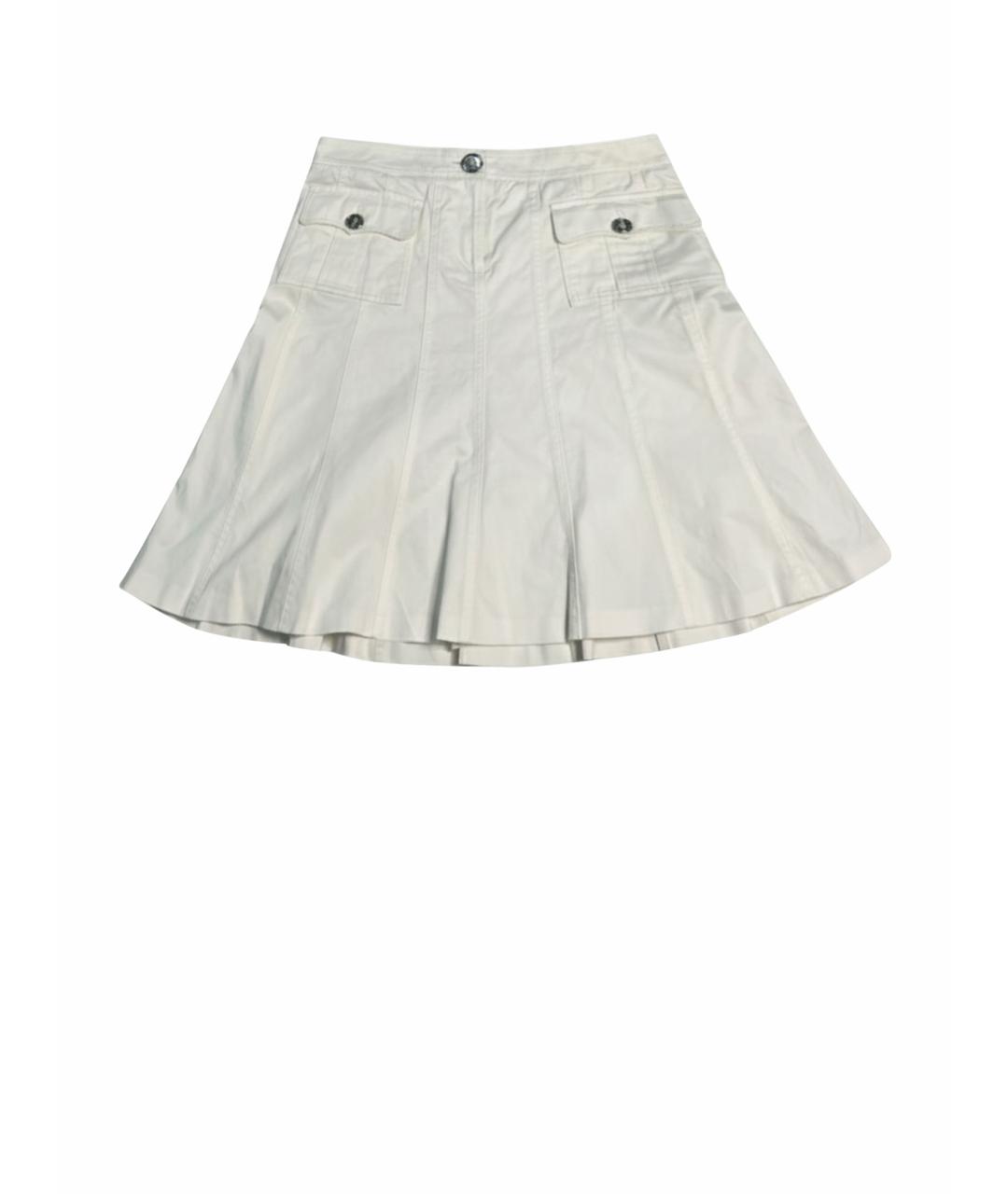 BURBERRY Белая хлопковая юбка миди, фото 1