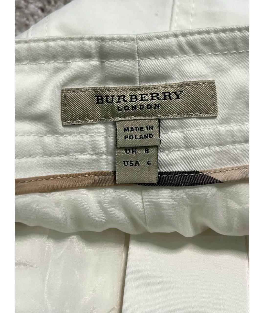 BURBERRY Белая хлопковая юбка миди, фото 3