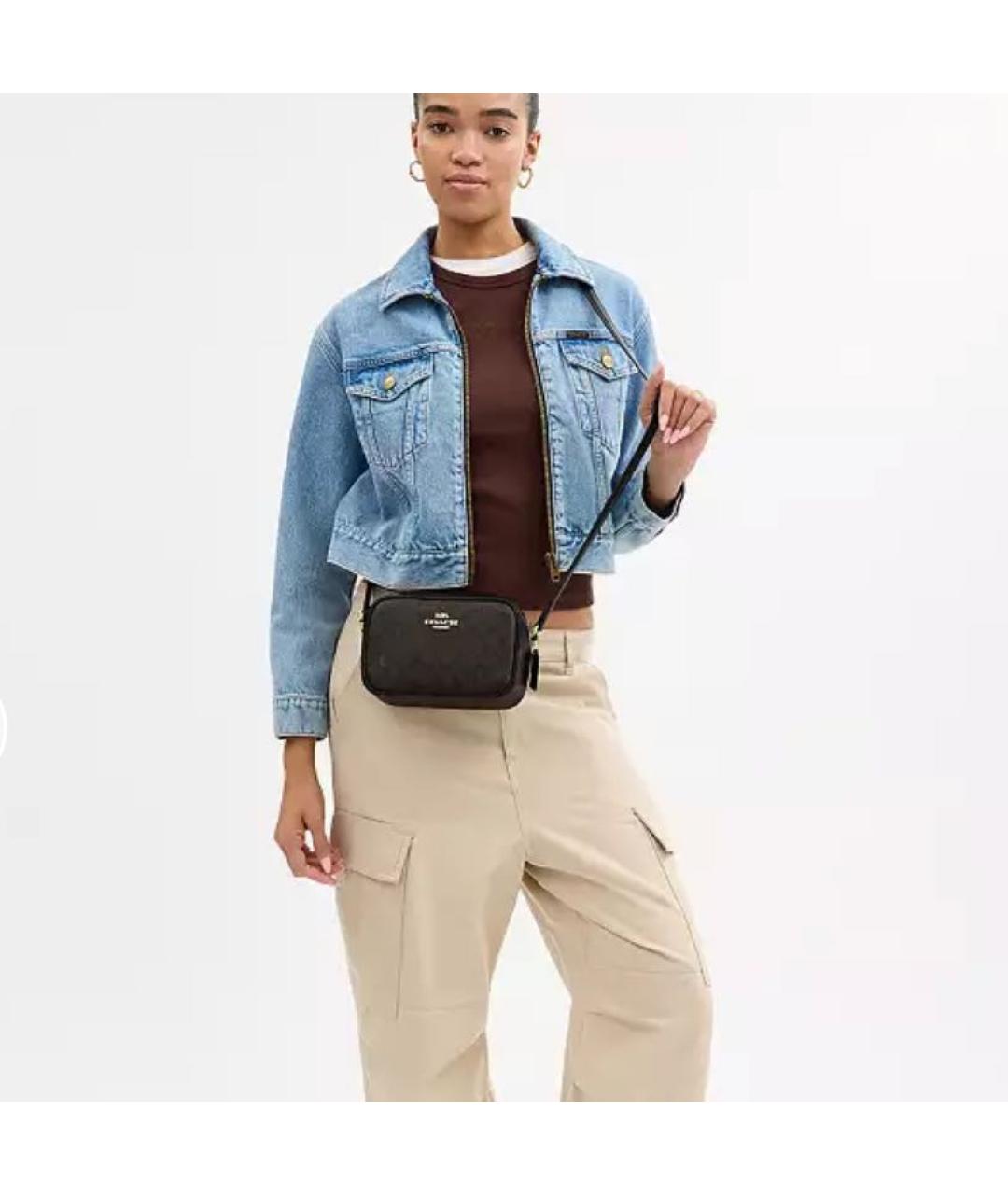 COACH Коричневая кожаная сумка через плечо, фото 5