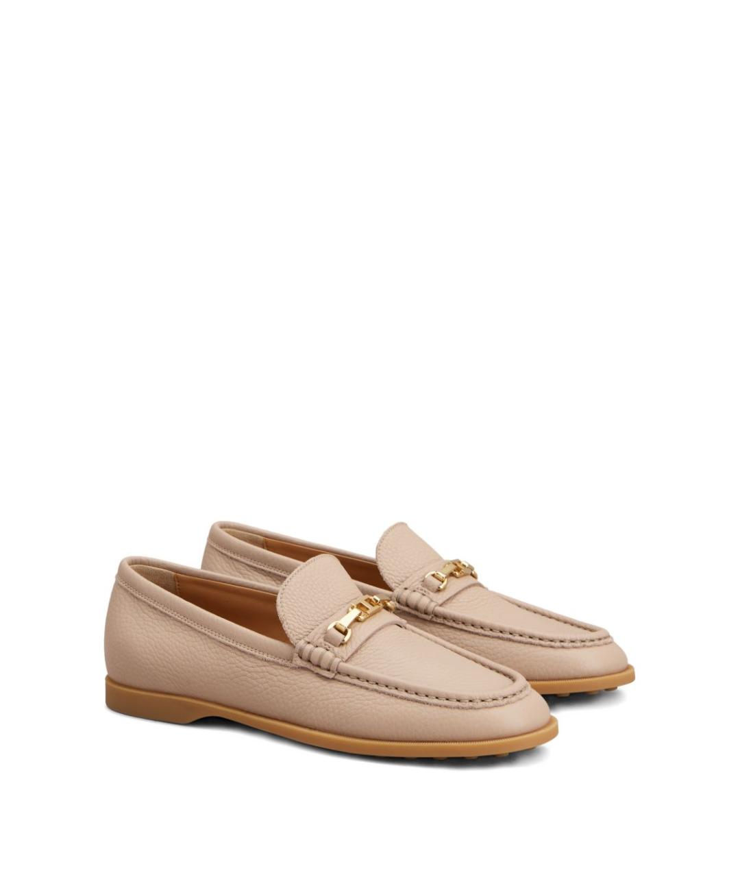 TOD'S Бежевые кожаные лоферы, фото 3