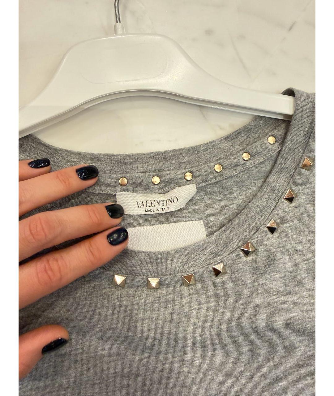 VALENTINO Серая хлопковая футболка, фото 3