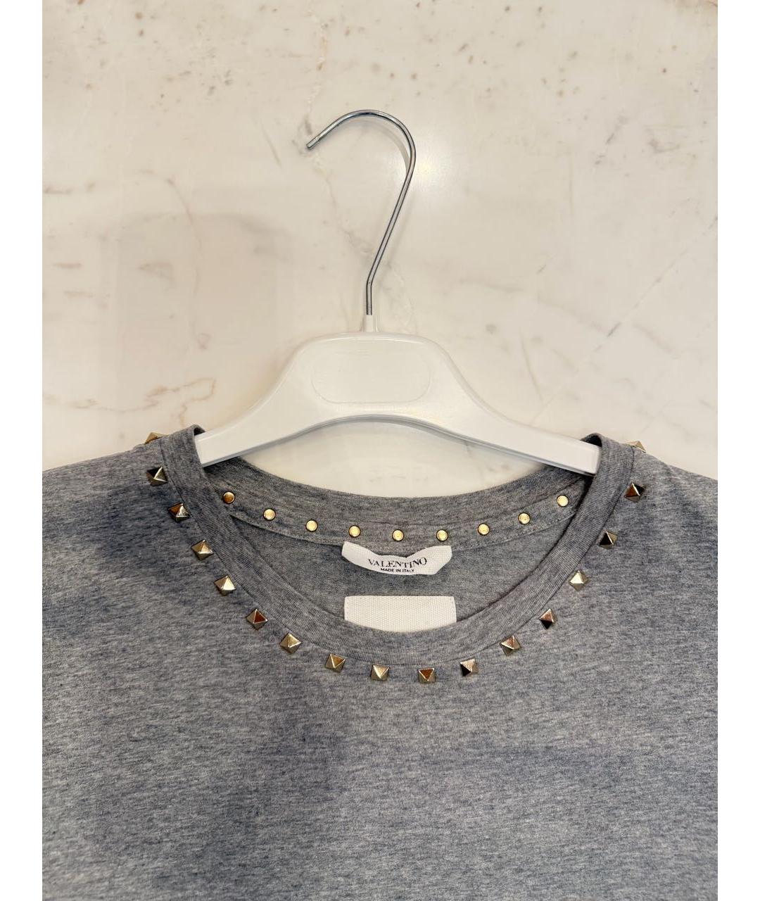 VALENTINO Серая хлопковая футболка, фото 4