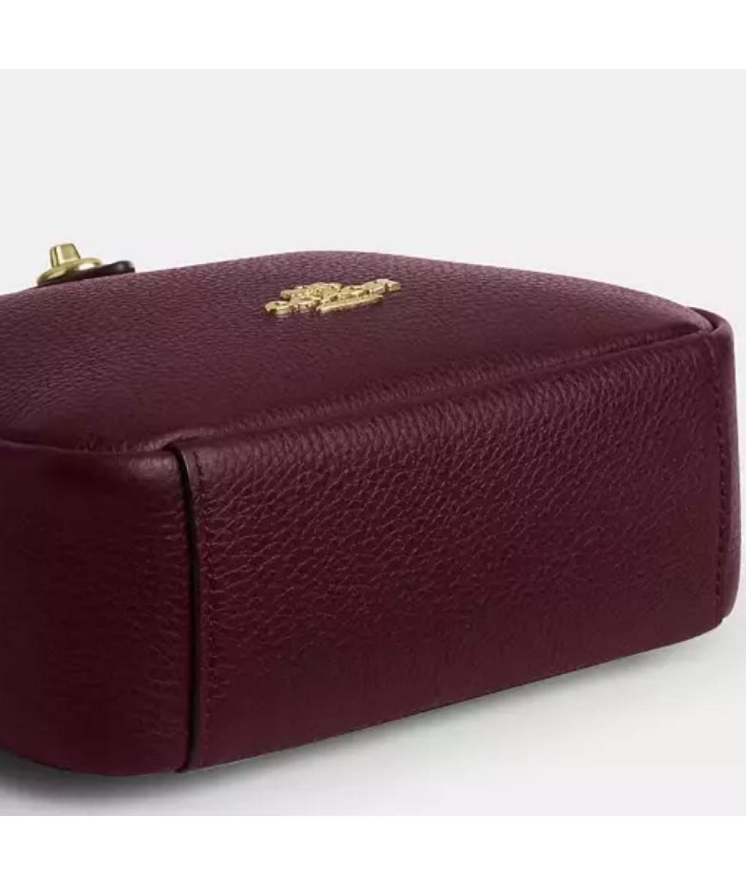 COACH Бордовая кожаная сумка через плечо, фото 4