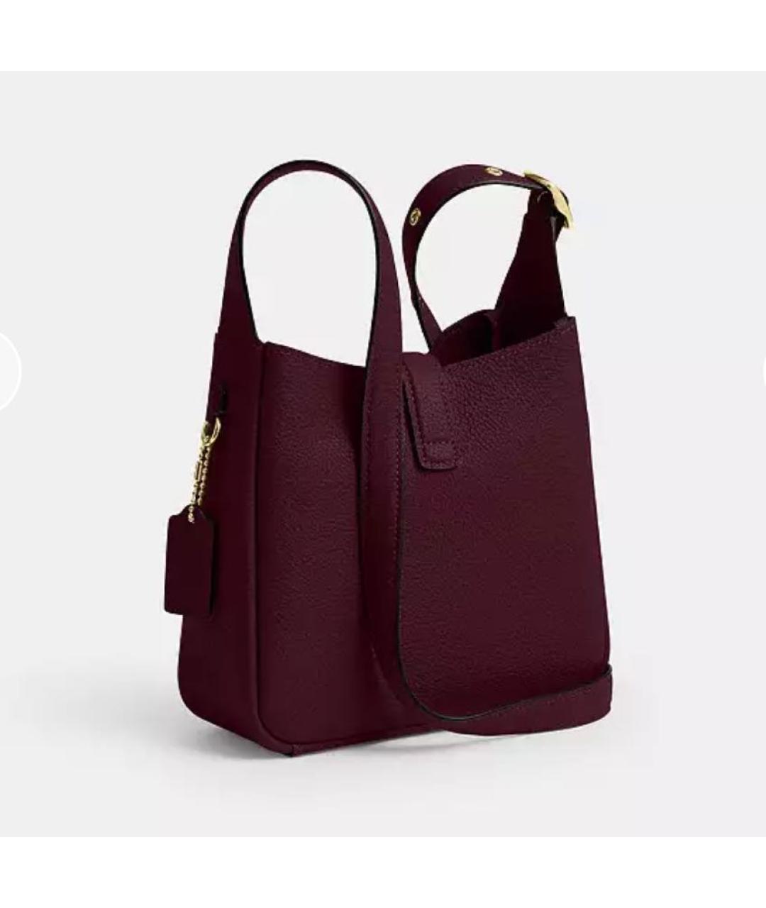 COACH Бордовая кожаная сумка через плечо, фото 2