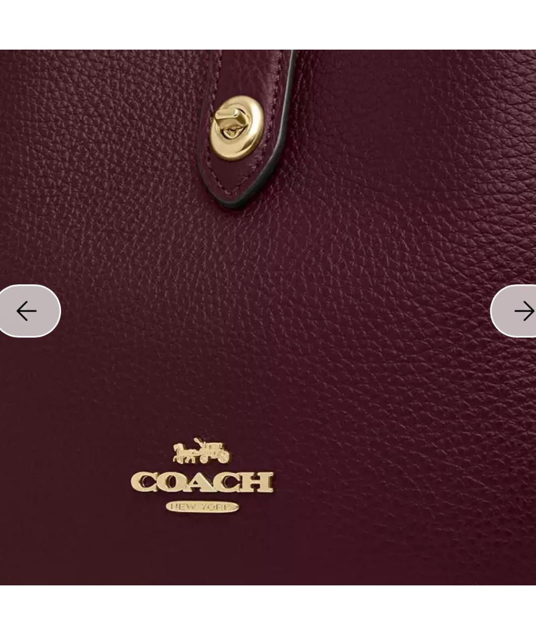 COACH Бордовая кожаная сумка через плечо, фото 5