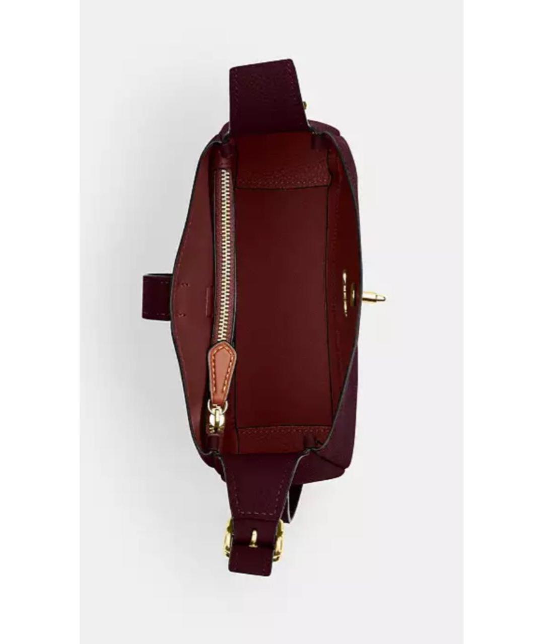 COACH Бордовая кожаная сумка через плечо, фото 3