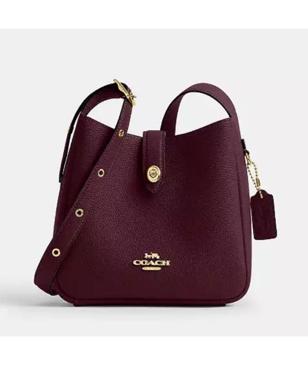 COACH Бордовая кожаная сумка через плечо, фото 7