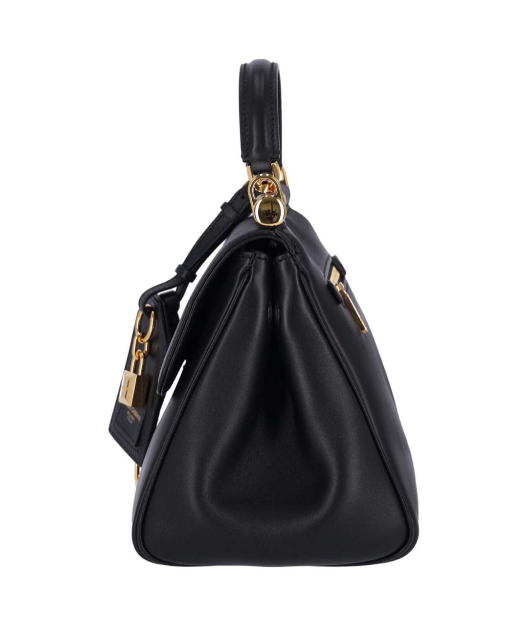 DOLCE&GABBANA Черная кожаная сумка тоут, фото 5