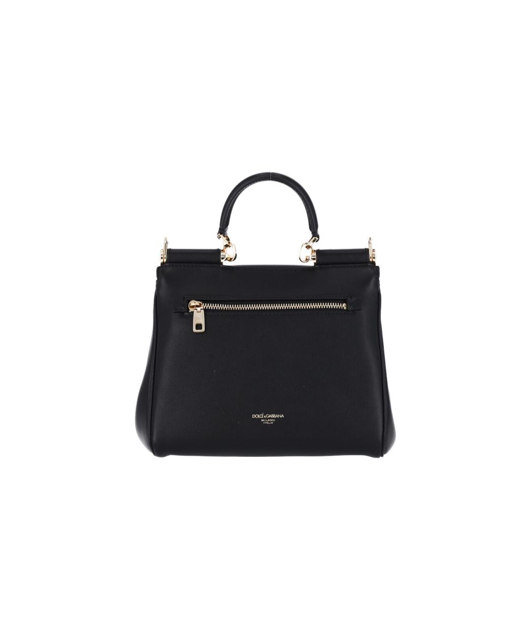 DOLCE&GABBANA Черная кожаная сумка тоут, фото 3
