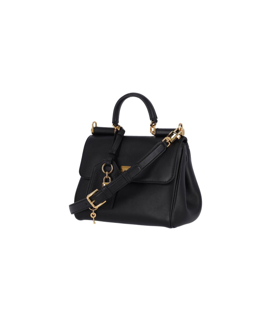 DOLCE&GABBANA Черная кожаная сумка тоут, фото 2