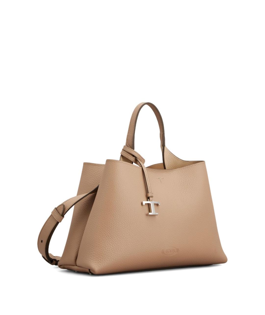 TOD'S Бежевая кожаная сумка тоут, фото 5