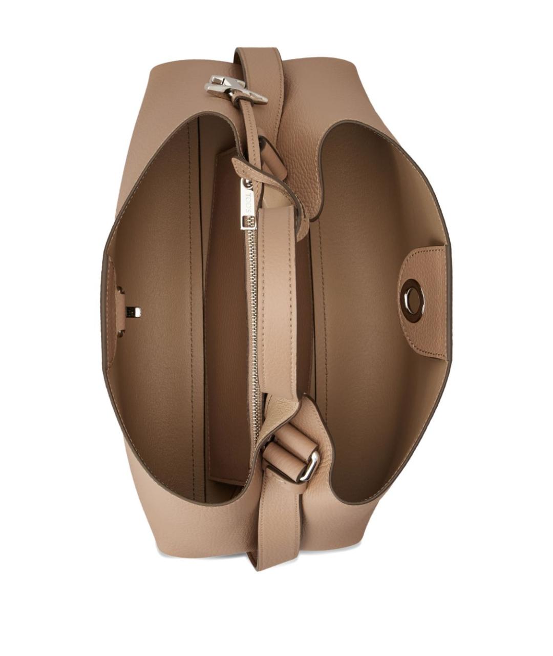 TOD'S Бежевая кожаная сумка тоут, фото 2