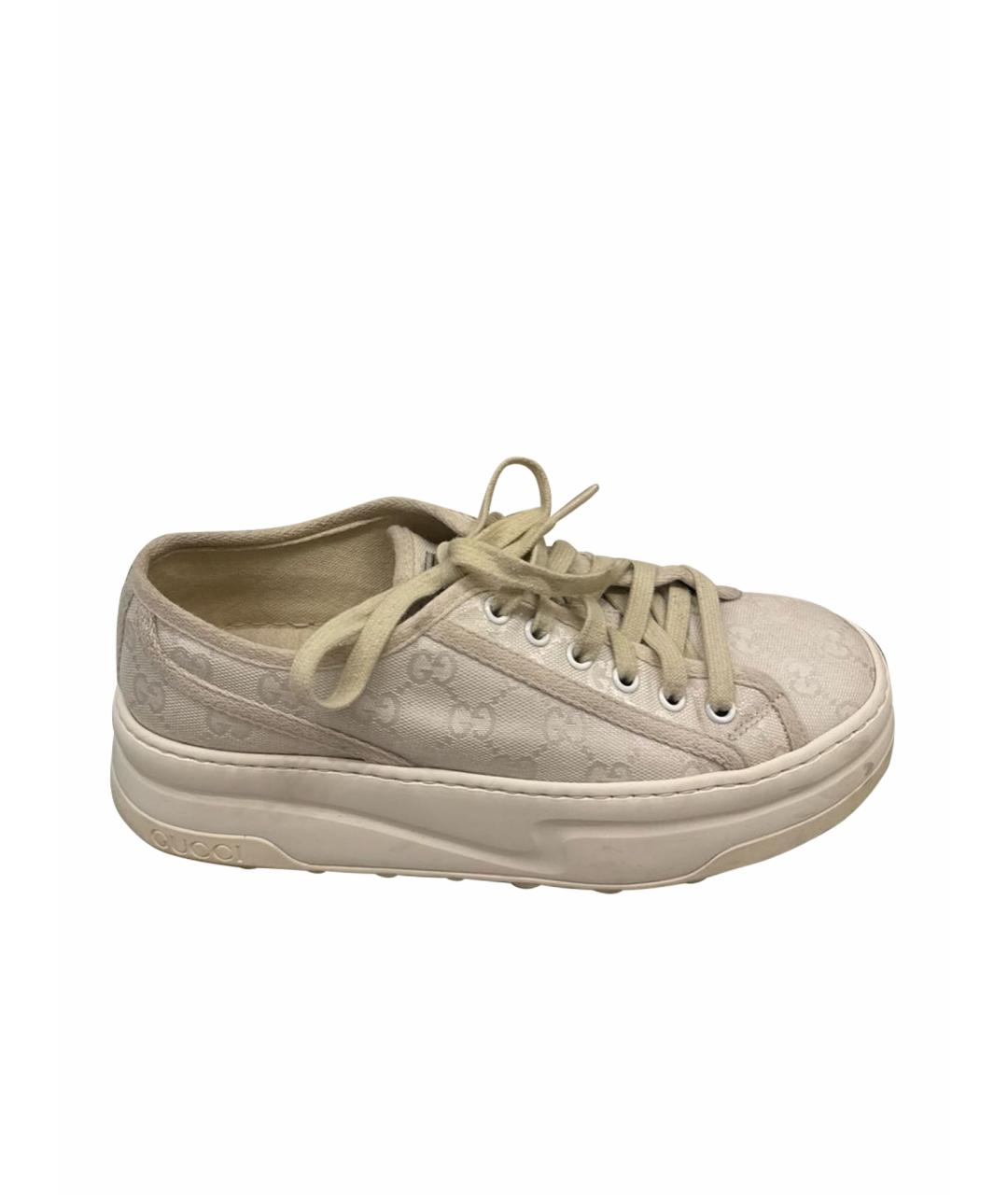 GUCCI Белые текстильные кеды, фото 1