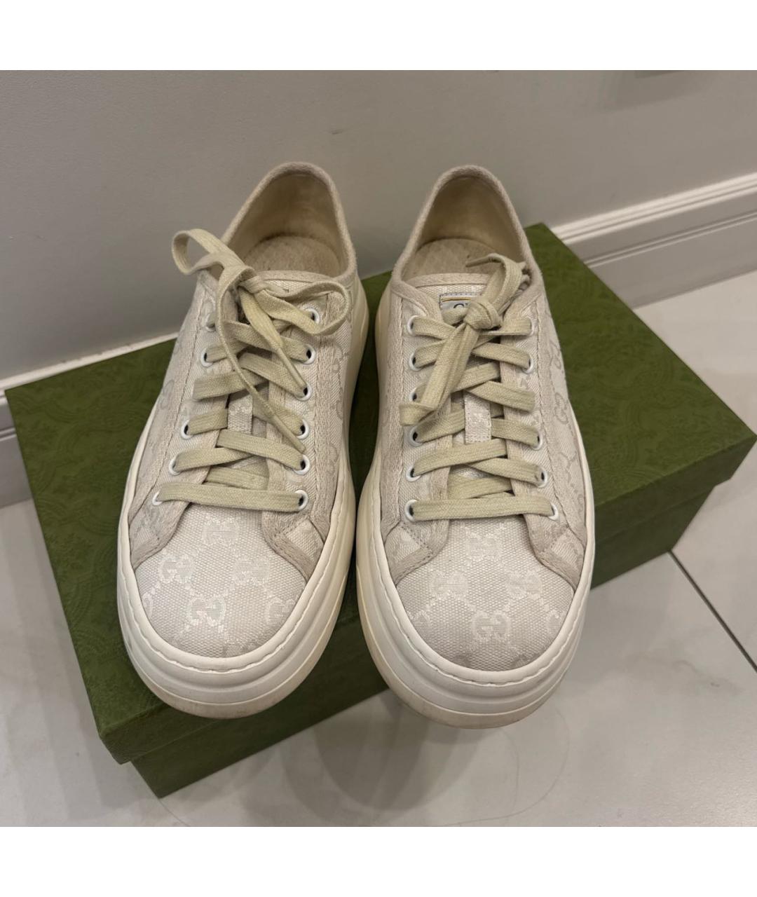 GUCCI Белые текстильные кеды, фото 2