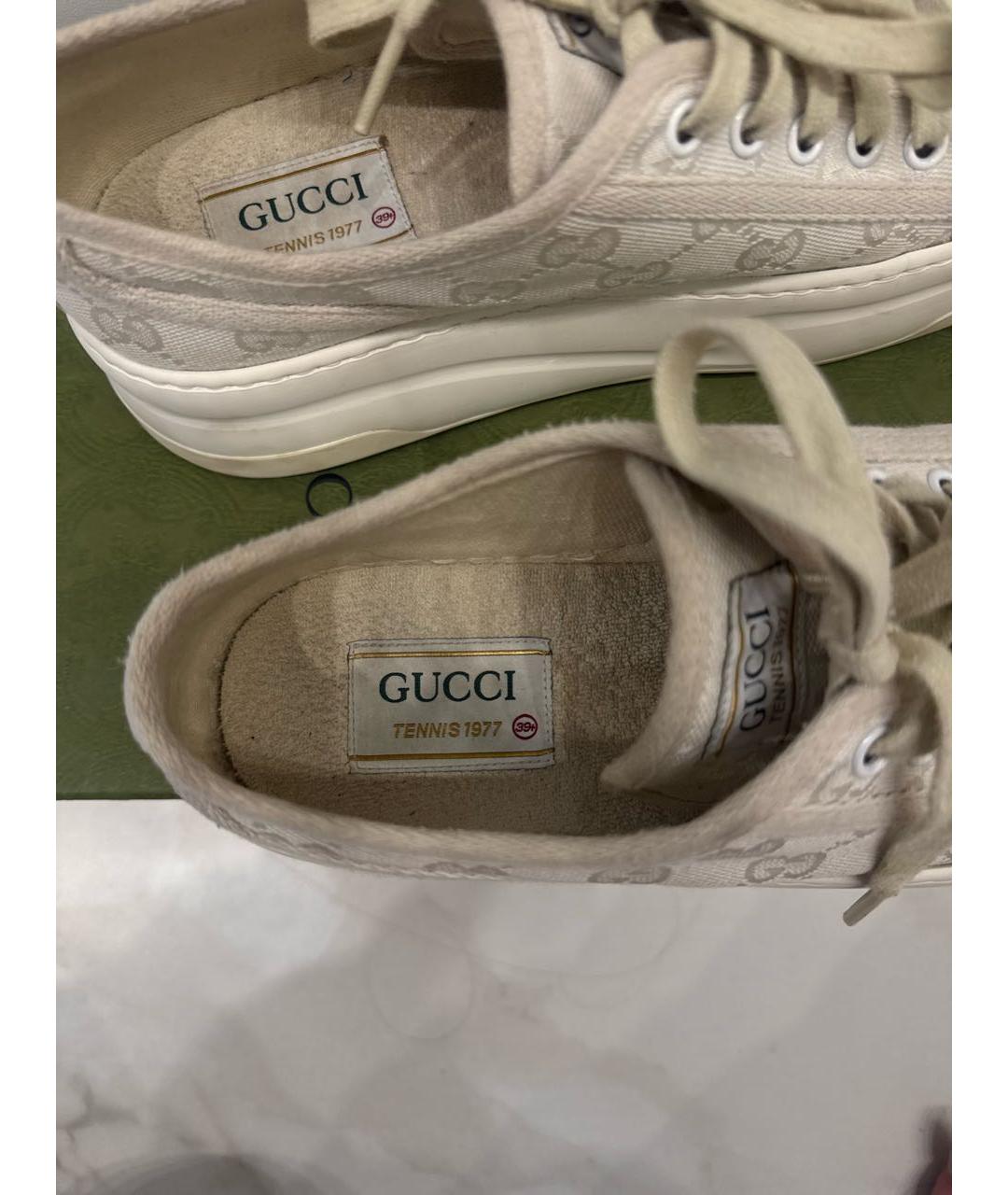 GUCCI Белые текстильные кеды, фото 5