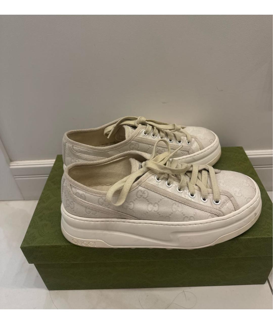 GUCCI Белые текстильные кеды, фото 7