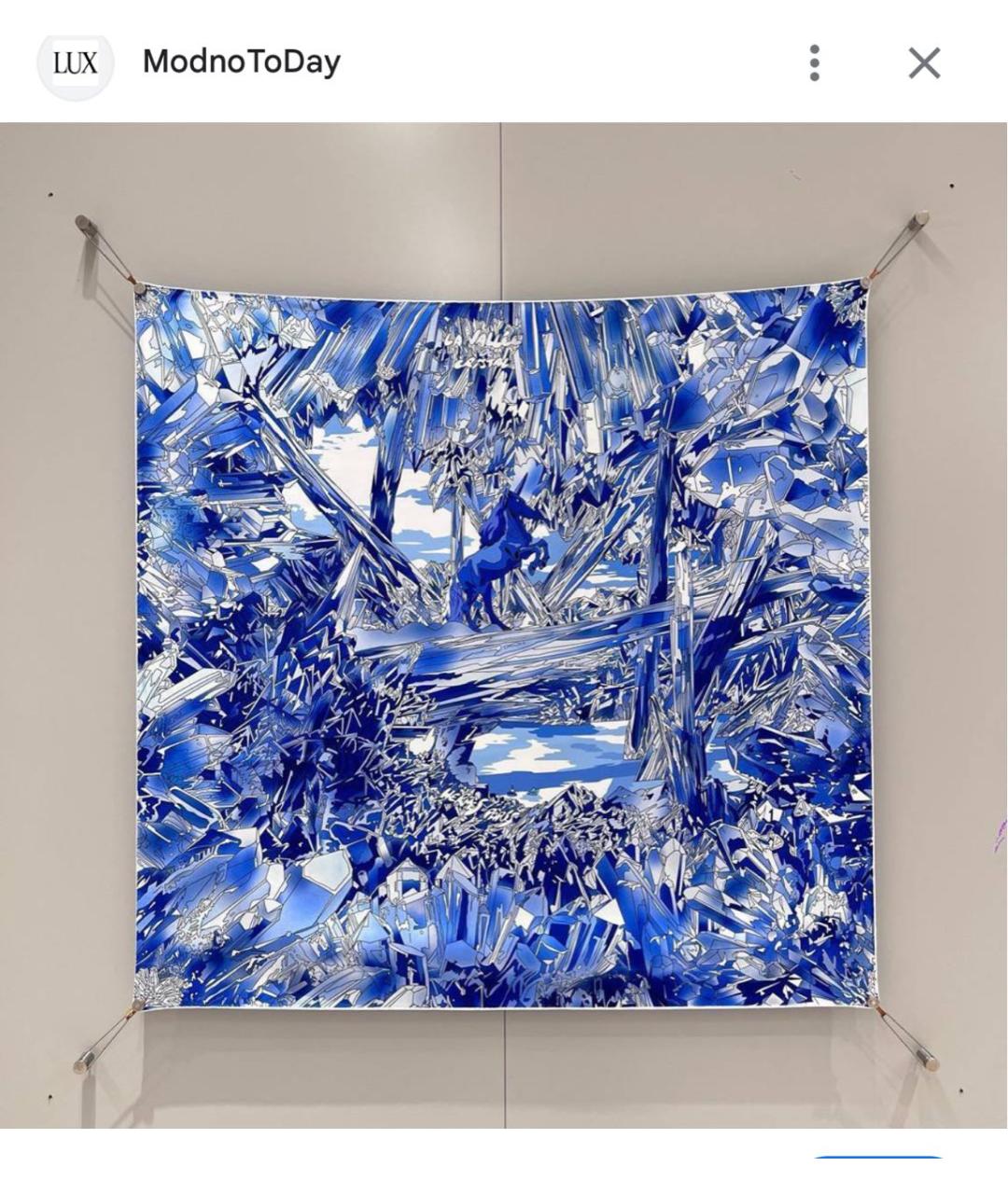 HERMES Синий шелковый платок, фото 2